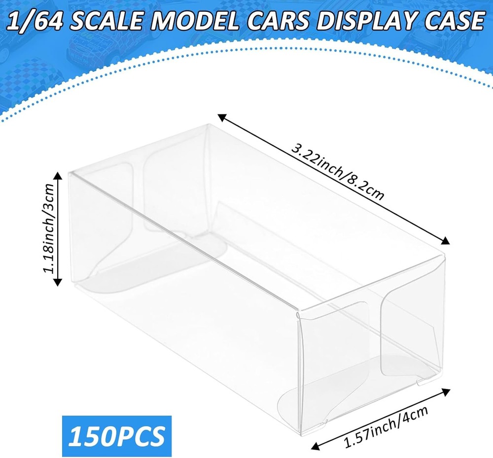 120 PCS 1/64 Display Case for Model Car,Clear Display Case,Storage Display Case,