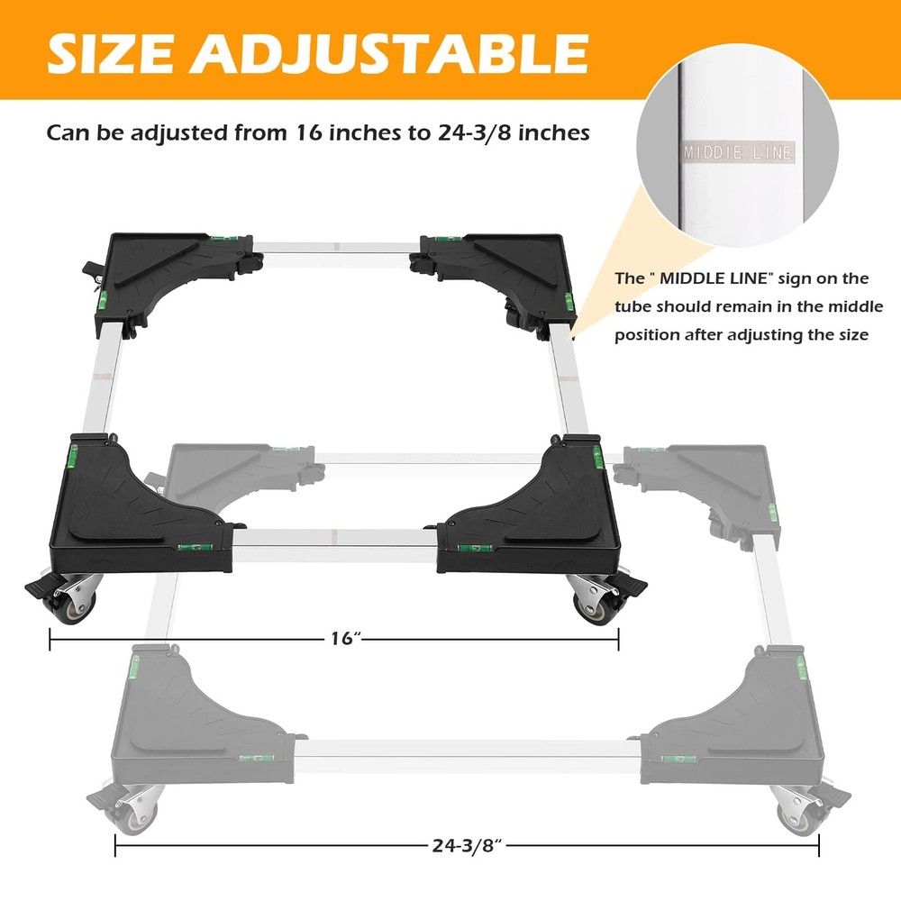 Adjustable Mini Fridge Stand Mobile Roller with Locking Wheels for Appliances