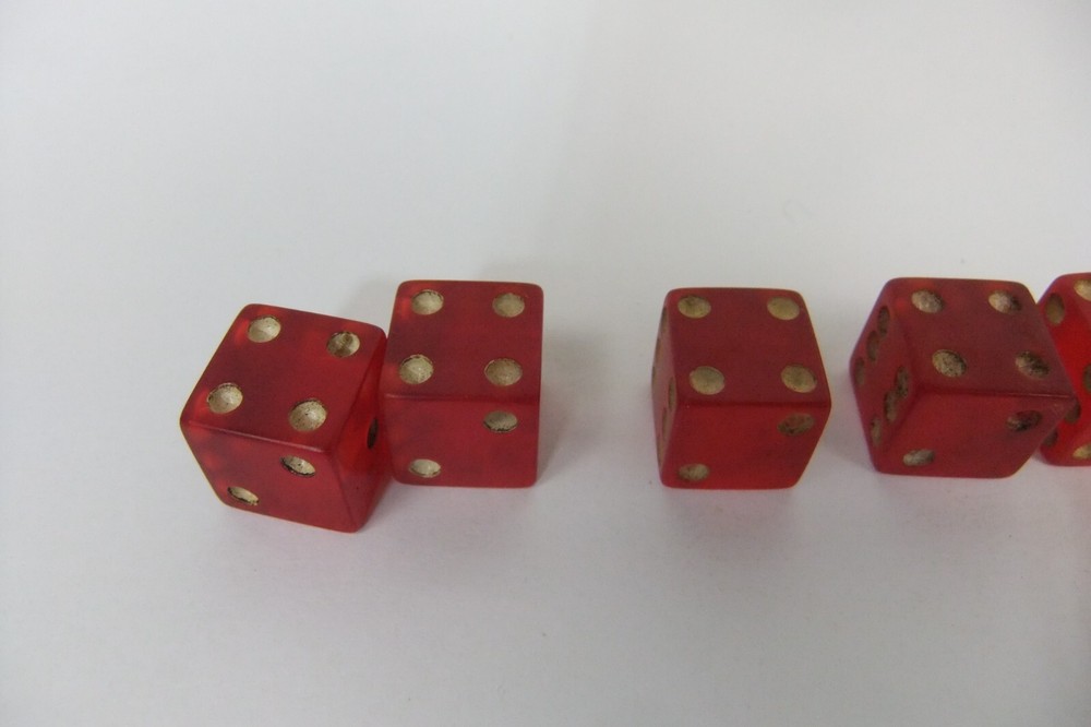 Red Translucent Bakelite Dice with Cheater Dice 1/2”