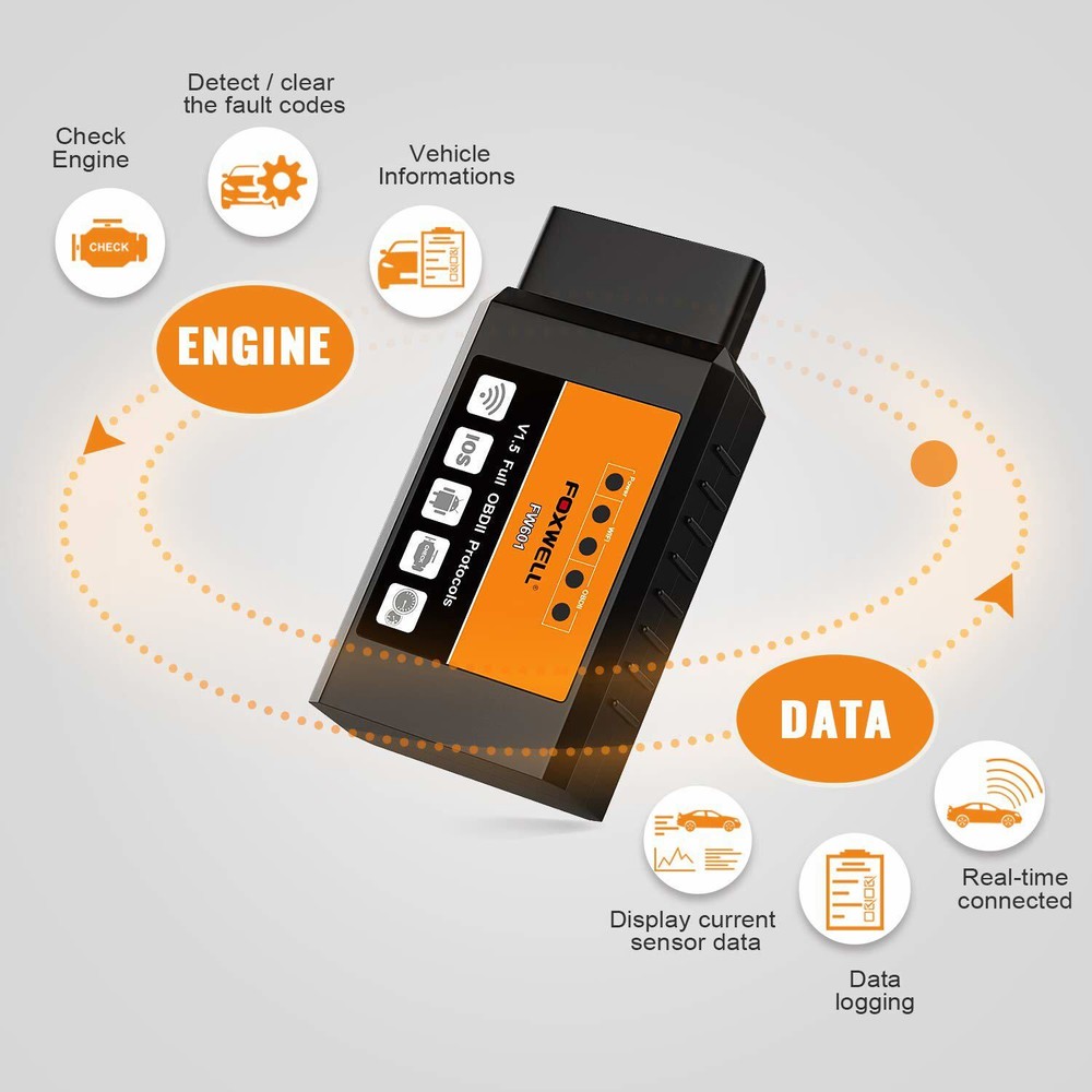 Foxwell FW601 Bluetooth OBD2 Diagnostic Scanner Code Reader Engine Check Fault