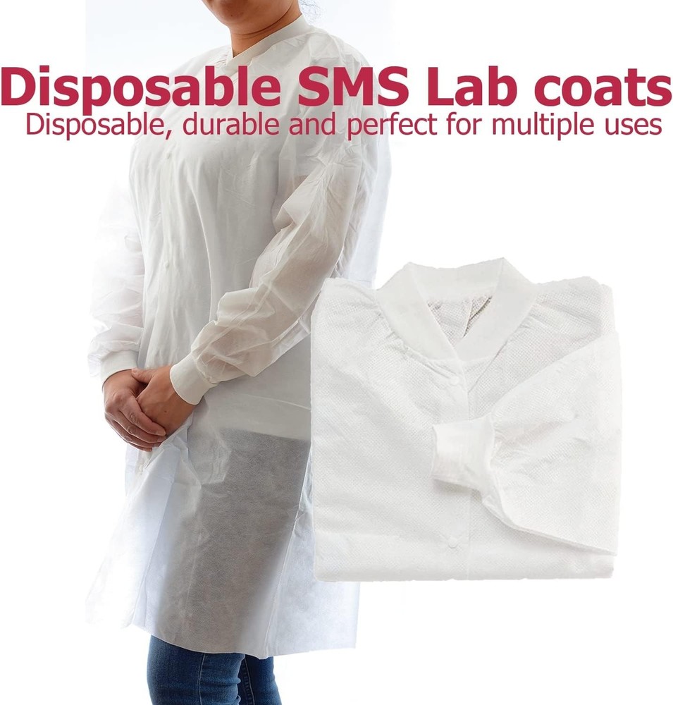 Snap Button SMS Lab Coat for Men, Pack of 10