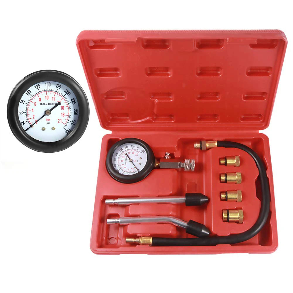 Petrol Engine Cylinder Compression Tester Kit for Automotive Motorcycle Tool Set