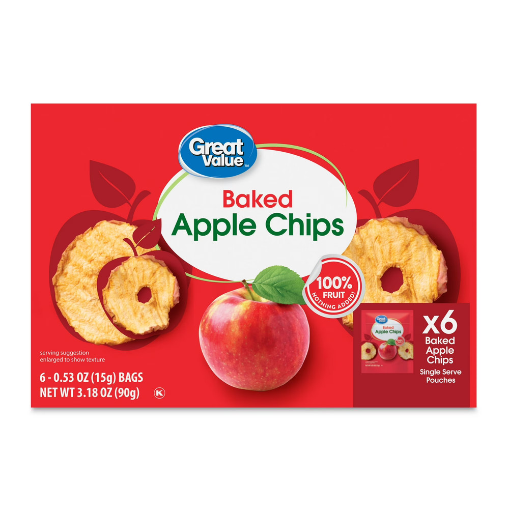 Great Value Baked Apple Chips 0.53 oz 6 Count..........