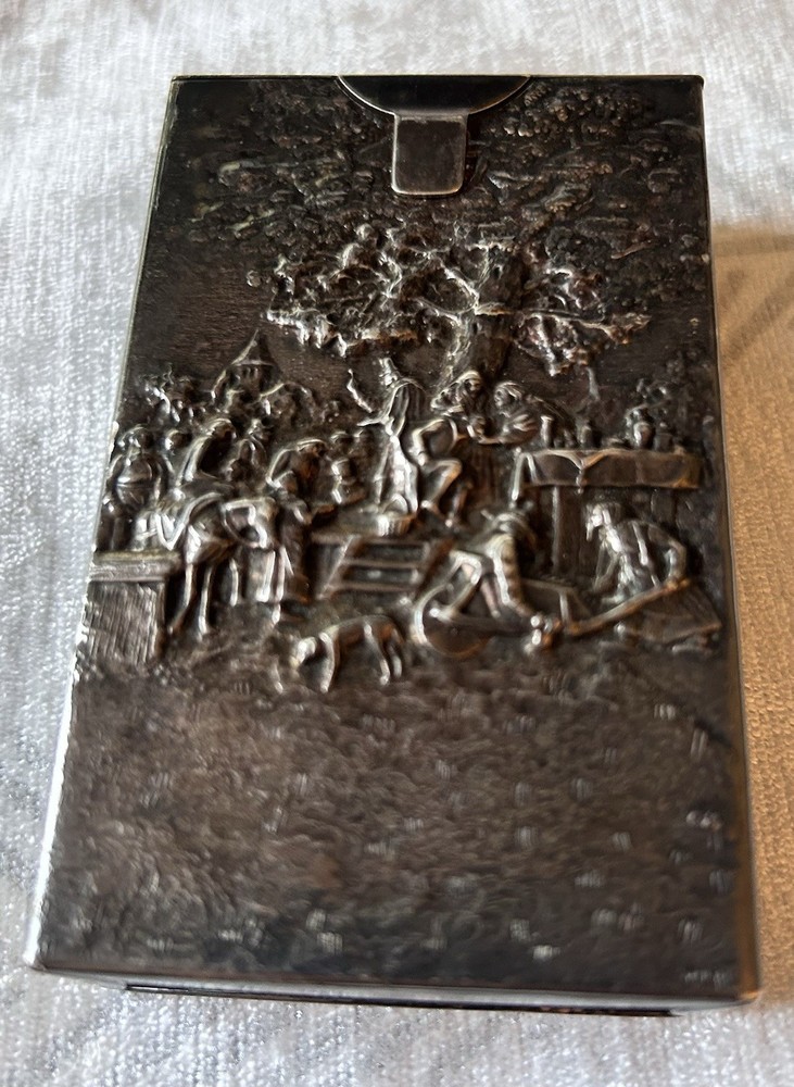 Big Denmark Hans Jensen Silver Plated Cigarette Box Case Marked
