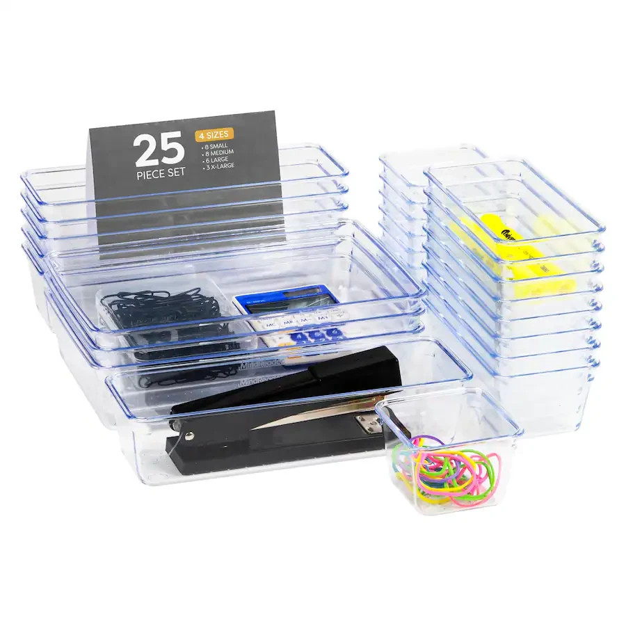 Mind Reader Clear Plastic Drawer Organizer Set 25-Piece