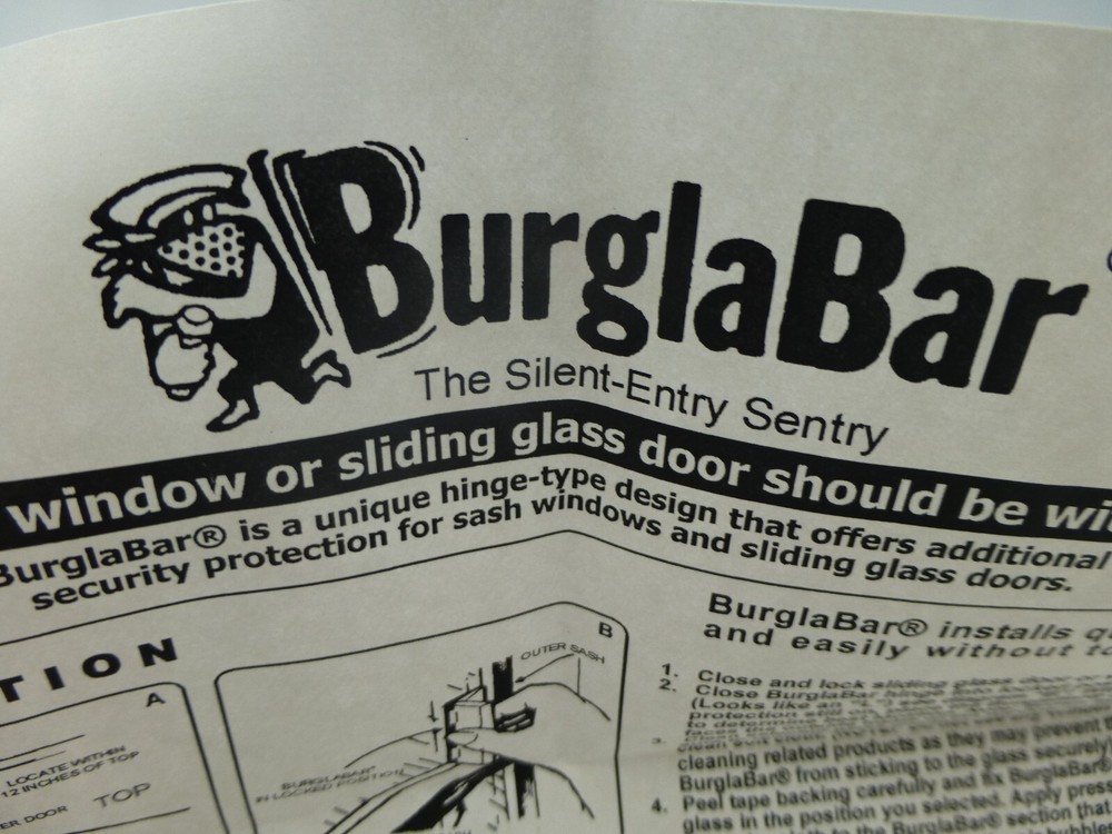 Five BurglaBars for Sash Windows or Sliding Doors, Plus Instructions