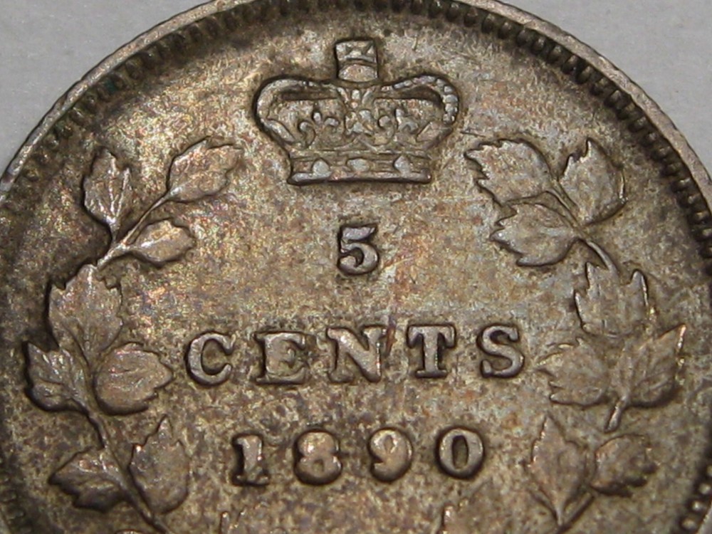 F/VF 1890-H Five Cent 5¢ CANADA. #34