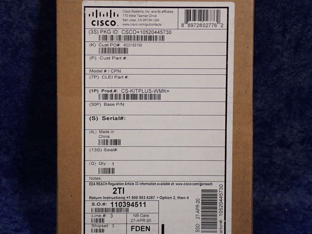 NEW Cisco CS-KITPLUS-WMK= Video Conferencing Mount Kit for Codec Medium (G120)
