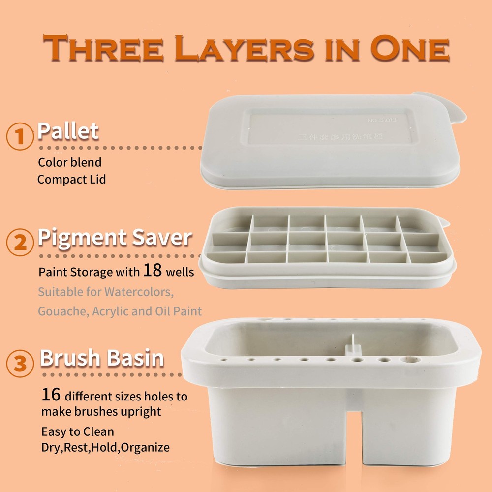 martol Multi-Use Paint Brush Basin with Brushes Gray