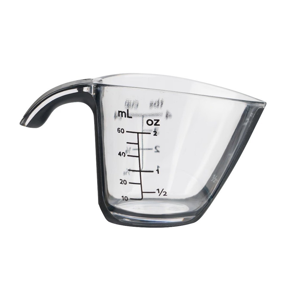 (4 pack) 1/4C Plastic Mini Measuring Cup, Black/Transparent