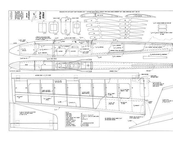 Compact 2-50 2ch Glider 50" Wingspan RC Model Airplane Printed Plans & Templates