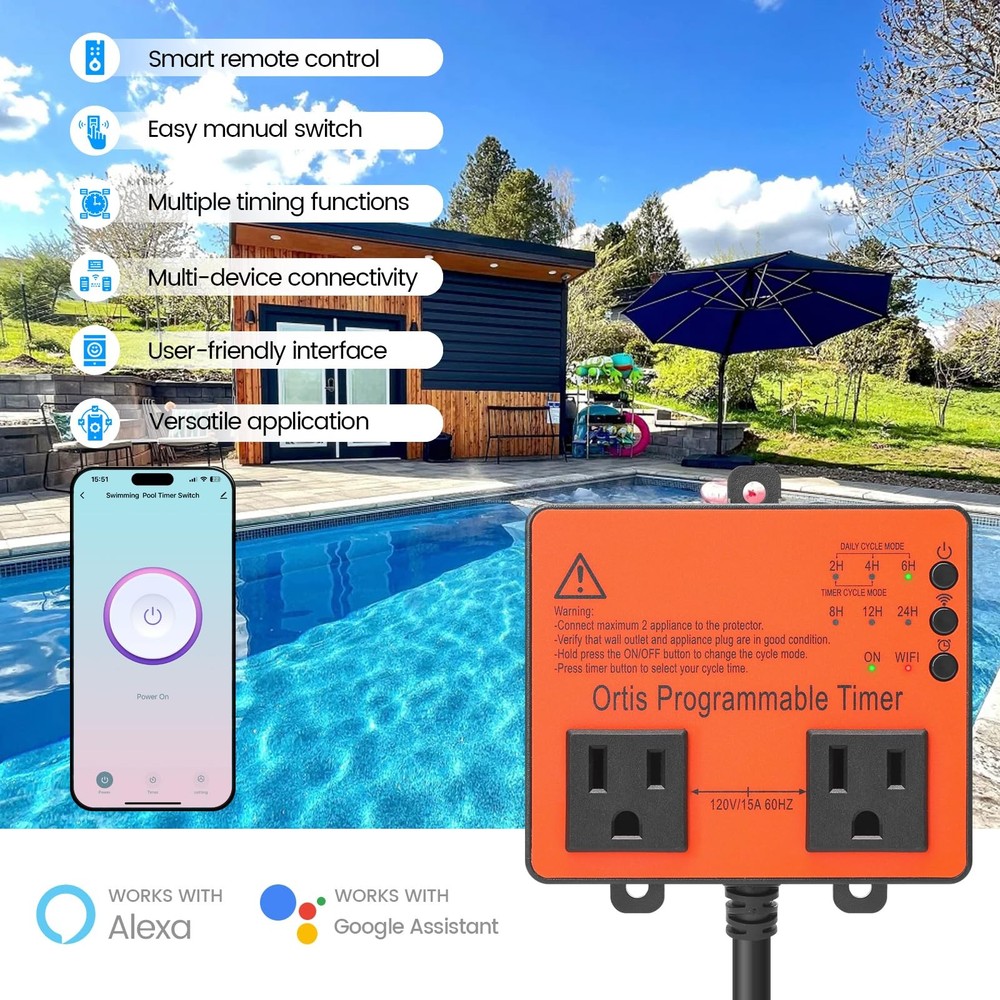 WiFi Above Ground Pool Timer Switch, Ortis Smart with Orange