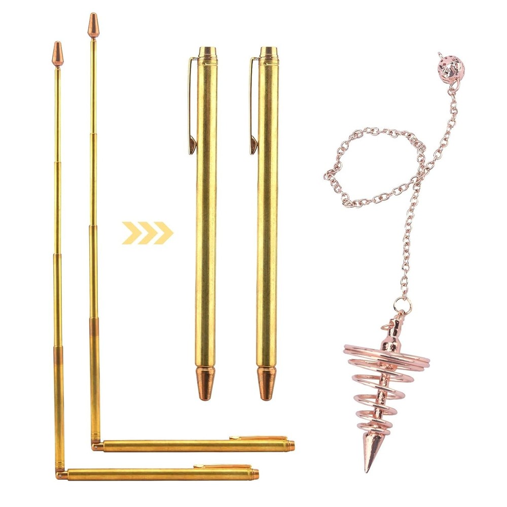 Telescopic Copper Dowsing Rods Solid Brass Rods for Detecting Water Gold Buried