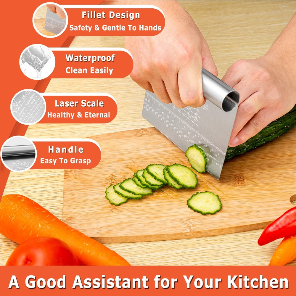 Bench Scraper Dough Pastry Cutter Stainless Steel Blade Kitchen Baking Tools ...