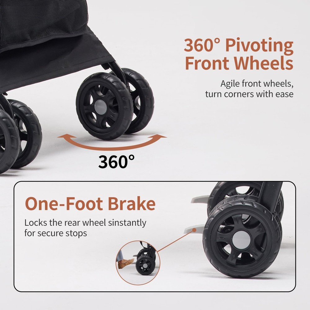 10lbs Ultra-Lightweight Pet Stroller - Compact Folding Umbrella Stroller with...