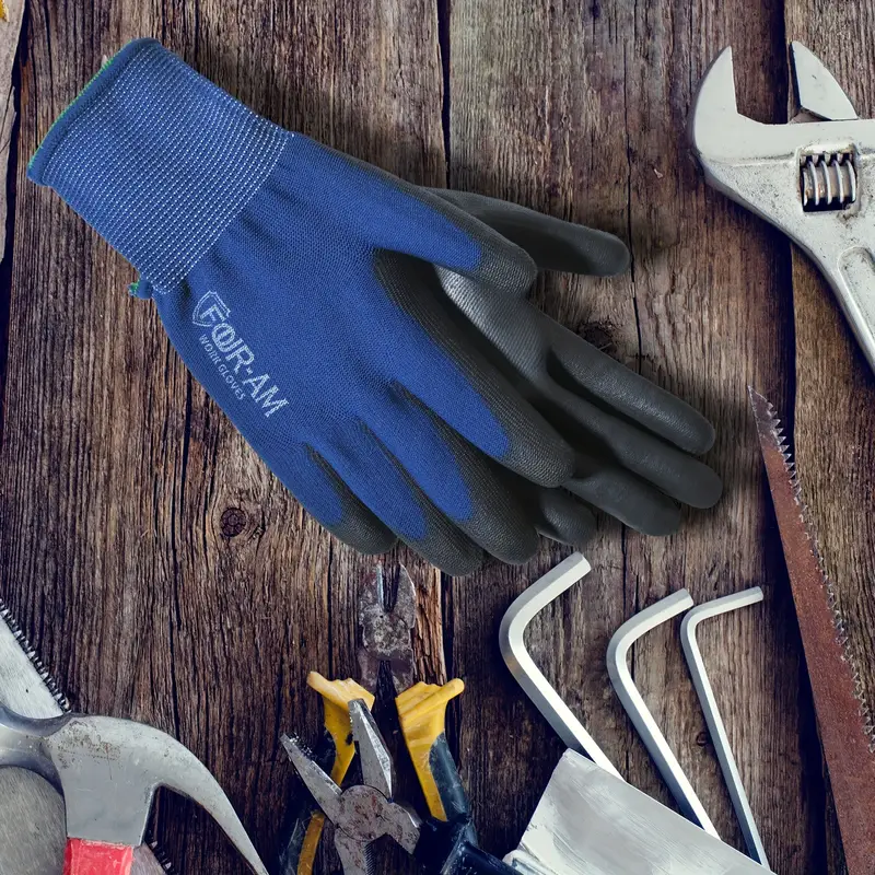 POLYURETHANE COATED WORK GLOVES (3 PAIRS) general purpose utility duty mechanic