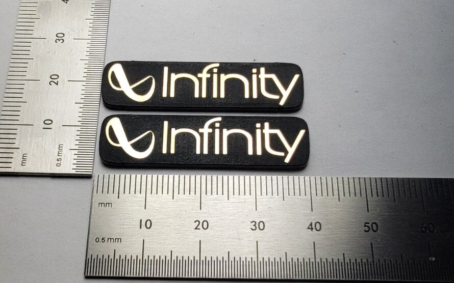 Infinity Reference Speaker Badge Emblem Logo Custom Made Pair - Brushed Gold
