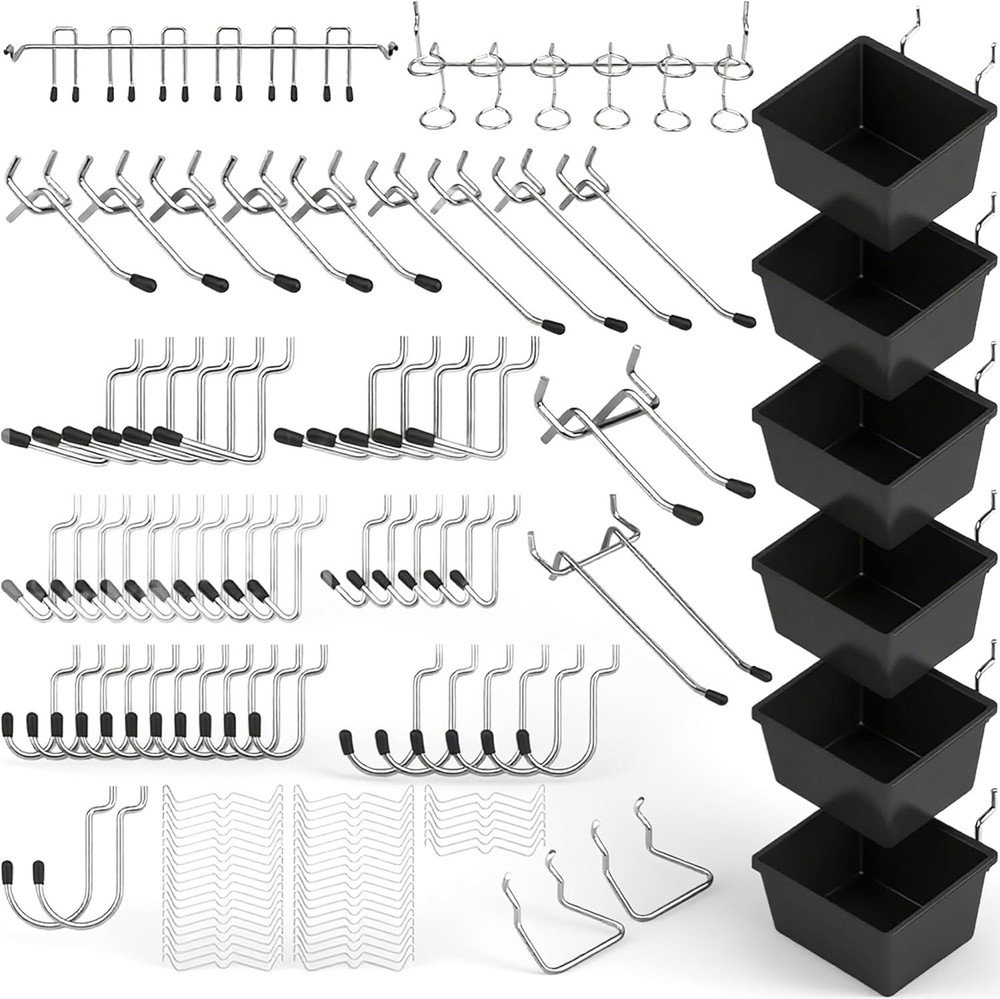 Pegboard Organizer Peg Board Hooks 121-Piece Hooks Durable Peg