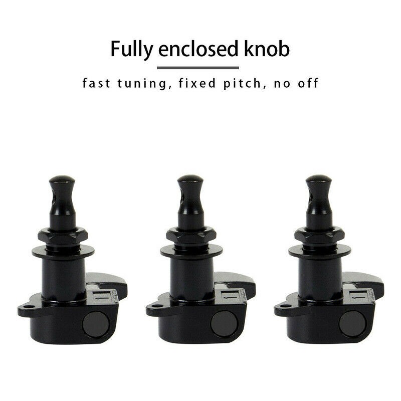 Black 6R Inline Guitar String Tuning Peg Tuner Machine Head Universal Fit USA