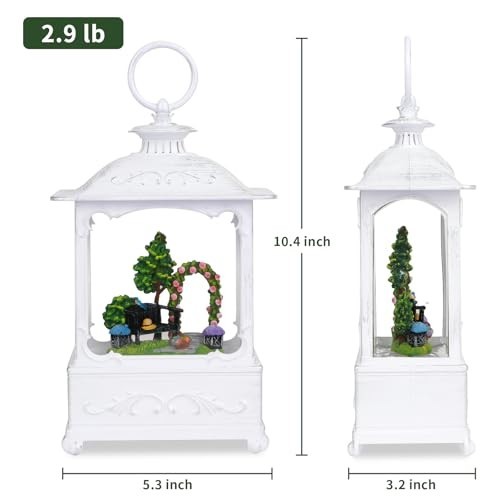 Spring Snow Globe Lantern, Light Up Glitter Water Globe, 6H Timer, USB & Battery
