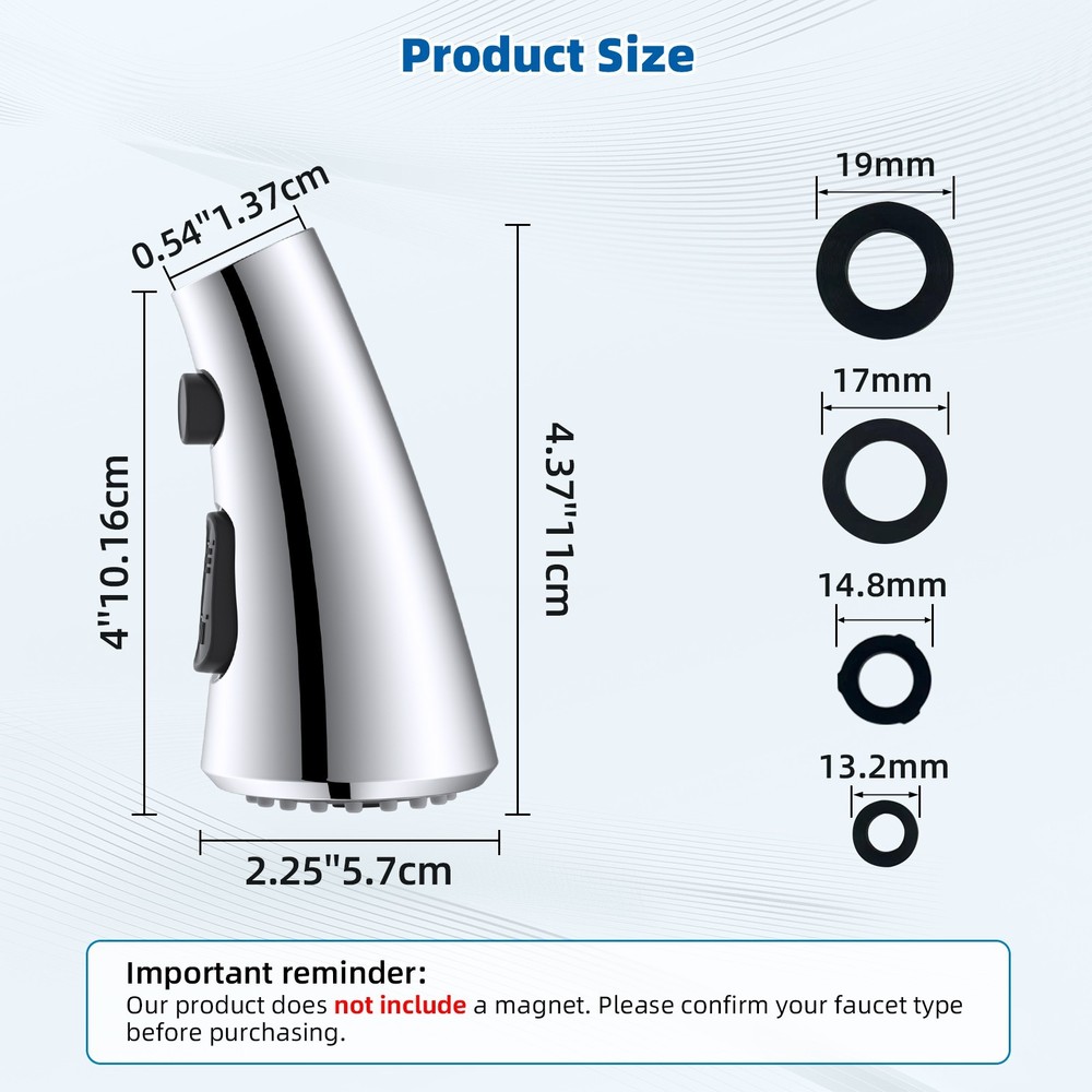 Curved Pull Down Kitchen Faucet Head Replacement 3-Function Kitchen Sink Spray