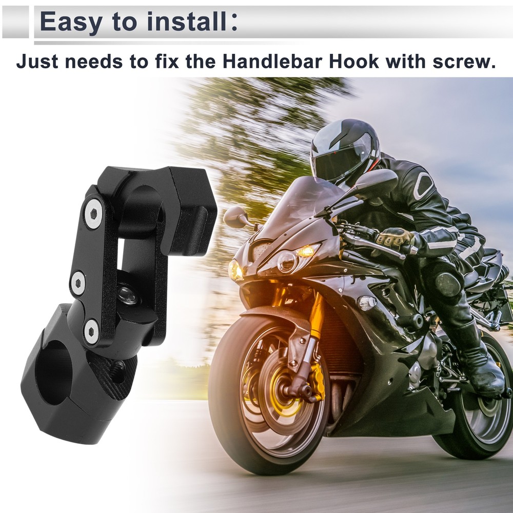 Aluminum Motorcycle Hook with Key 1 Set Black