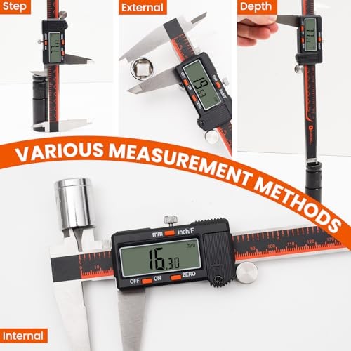 Digital Caliper, 0-Caliper Measuring Tool with Large LCD Screen, Auto 8 Inch