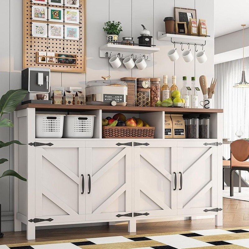 Large Kitchen Storage Cabinet Buffet Sideboard Adjustable Shelf Coffee Bar TV US