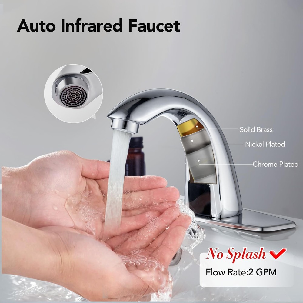 Automatic Touchless Bathroom Sink Faucet Commercial Sensor Motion Activated H...