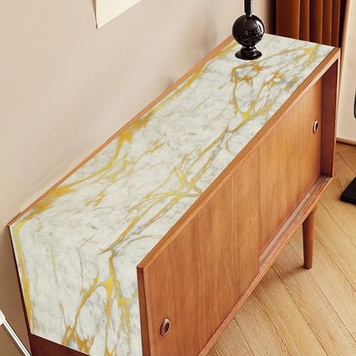 Marble Table Runner, Abstract White Modern 13x36" Table Runner Tr-marble03