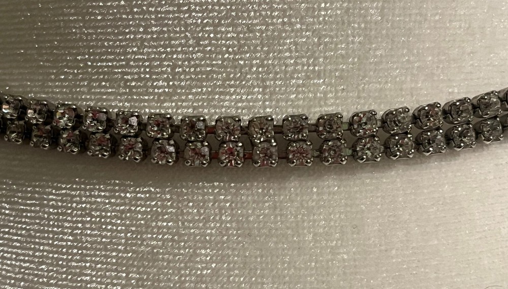 VINTAGE DOUBLE LAYER Square CRYSTALS CHOKER NECKLACE