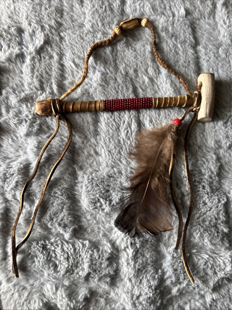 Native American Beaded Antler Peace Pipe EUC