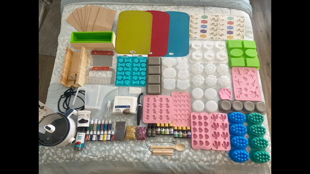Complete Soap Making Kit-Includes molds, colors, essential oils, tools and more.