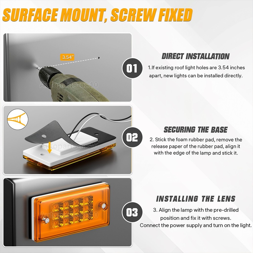 5PCS Amber LED Cab Roof Marker Lights for Freightliner 564.46072 22-51942-000