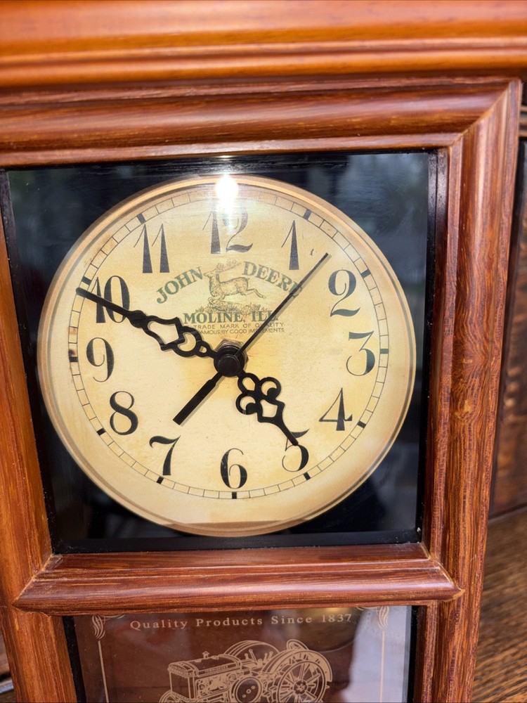 John Deere Quartz Mantle Clock- TESTED-Works! Moline IL