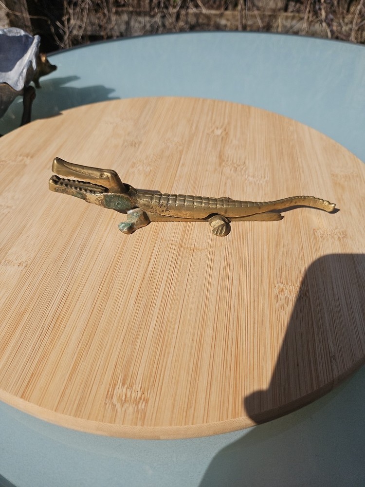 Vintage Brass Alligator Nutcracker