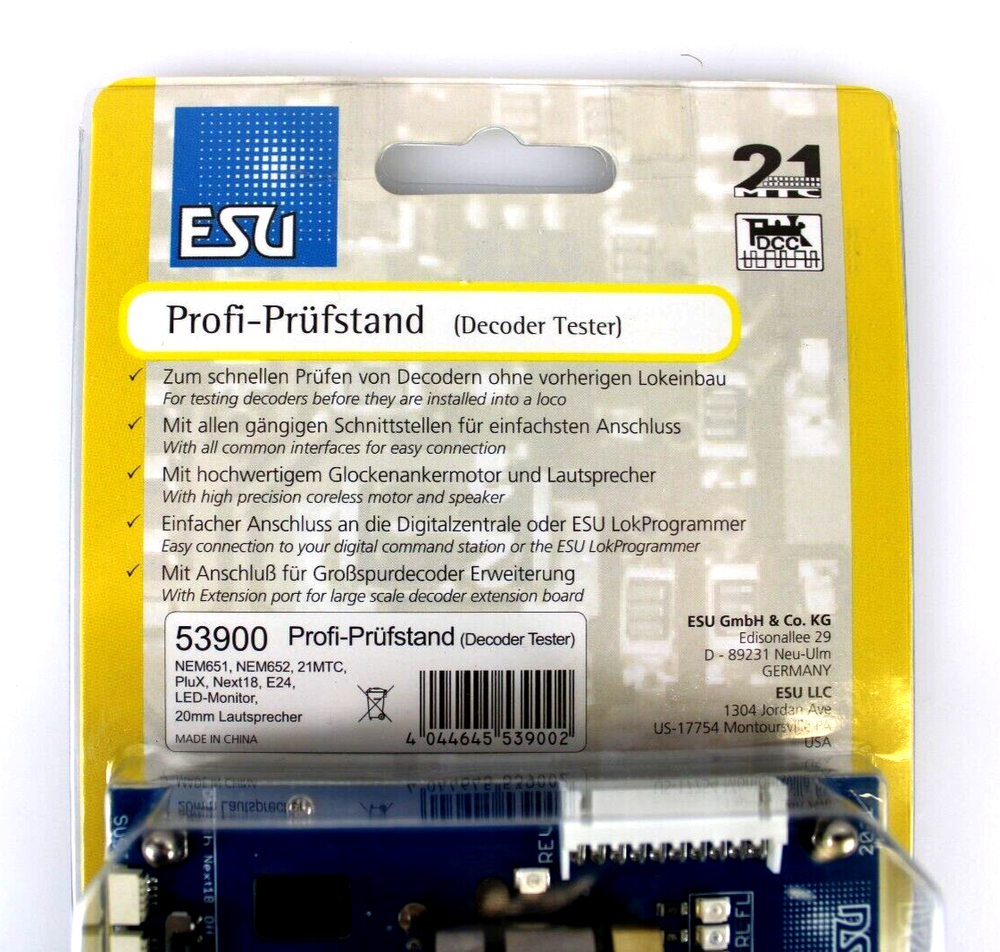 ESU LokSound 53900 DCC Decoder Tester With Motor, Speaker and LED's