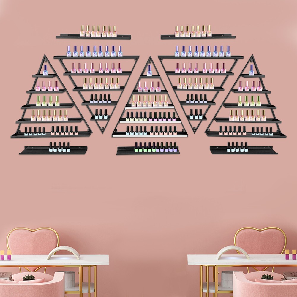 10Pcs Triangular Nail Polish Racks 5 Tiers Wall-mounted Cosmetics Display Racks