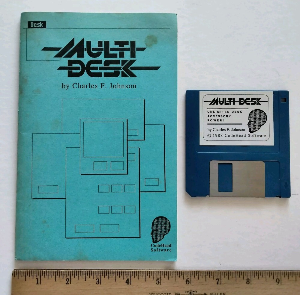 Multi Desk 1988 Vintage Atari ST CodeHead Software 3.5" Disk and Manual