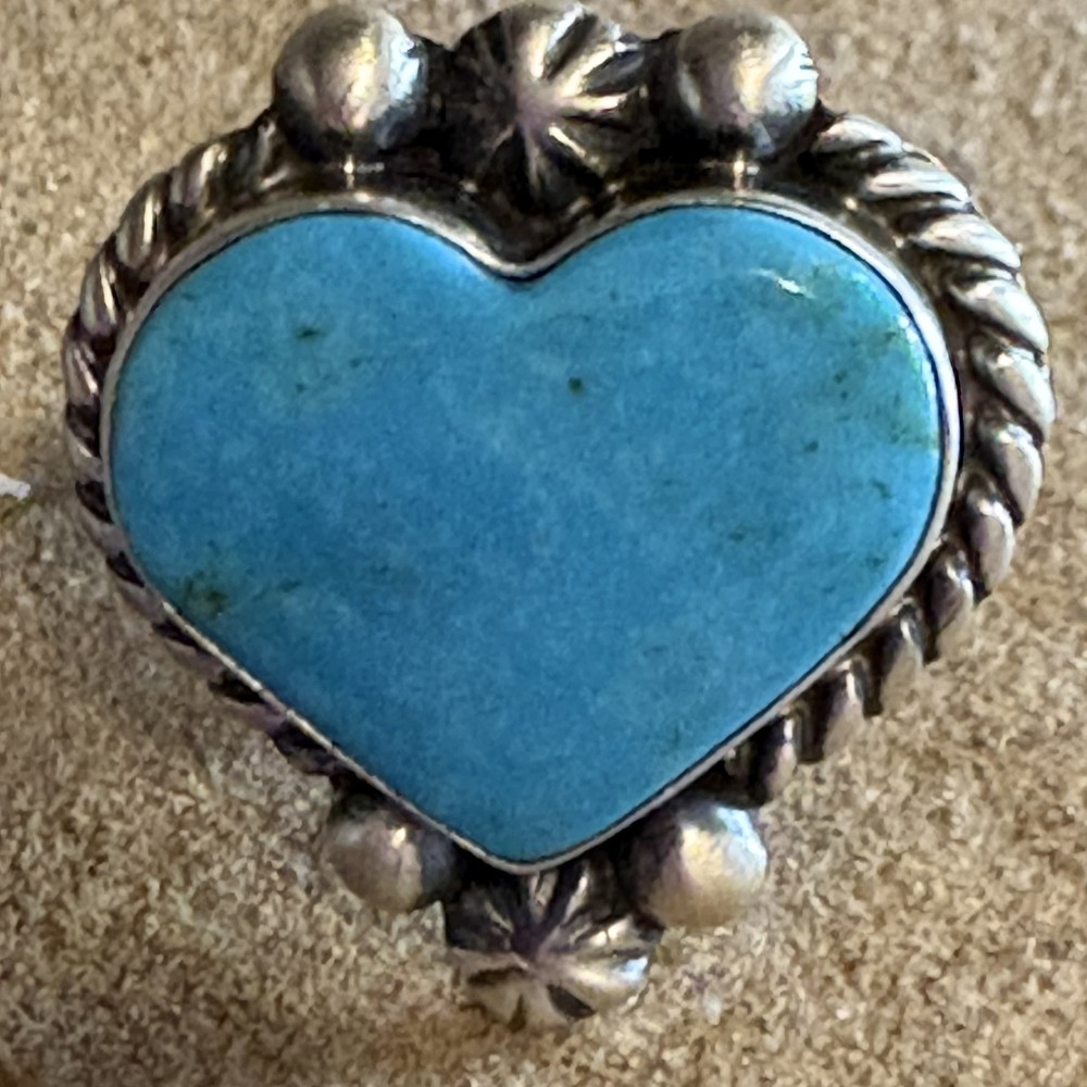 sterling silver turquoise heart ring size adjustable