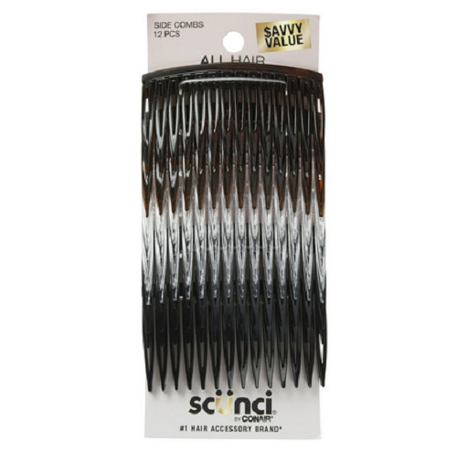 Scunci Plastic Side Hair Combs, Multicolor, 12 Count