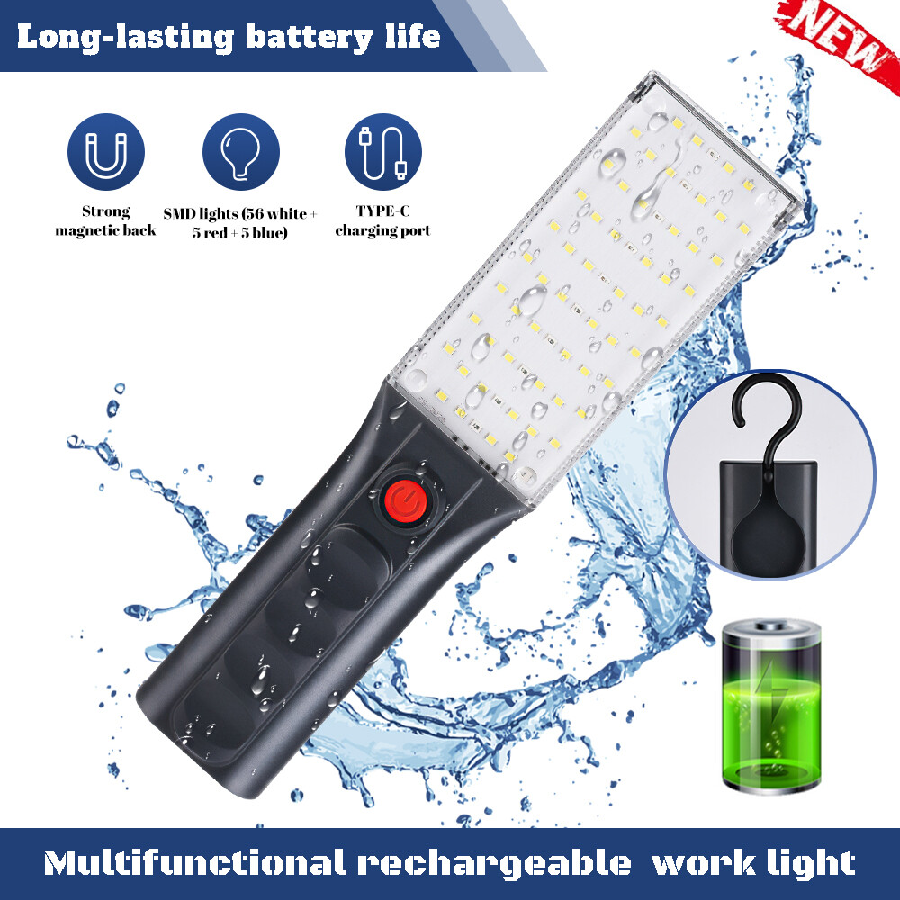 Magnetic Rechargeable LED COB Work Light Mechanic Flashlight Lamp Bright 5 Modes