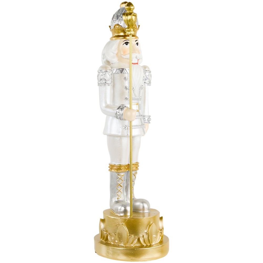 Northlight 13.5" Silver Metallic Christmas Nutcracker with Staff
