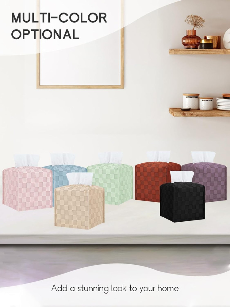 Tissue Box Cover, Square Tissue Box Holder, Leather Tissue Holders Decorative Or