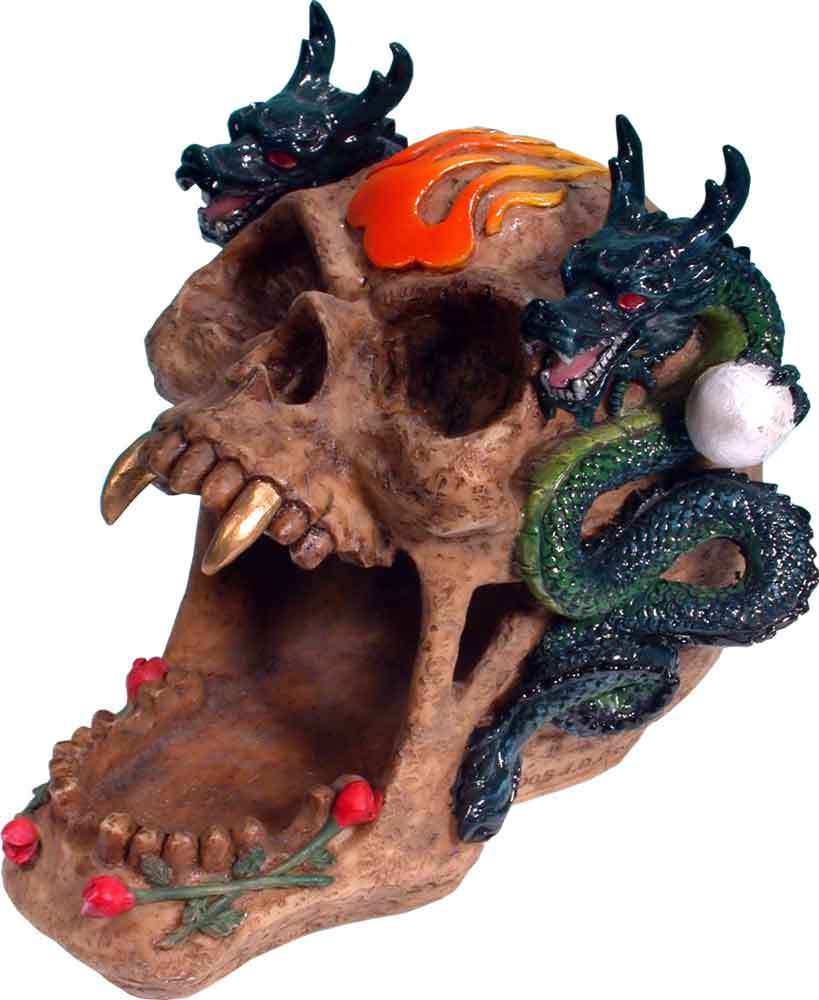 Halloween Vampire Dragons Demon Devil Dead Head Human Skull Dish Ashtray 2894-04