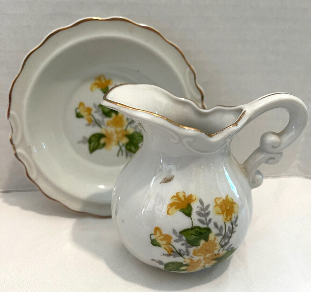 Pitcher & Bowl floral miniature Japan