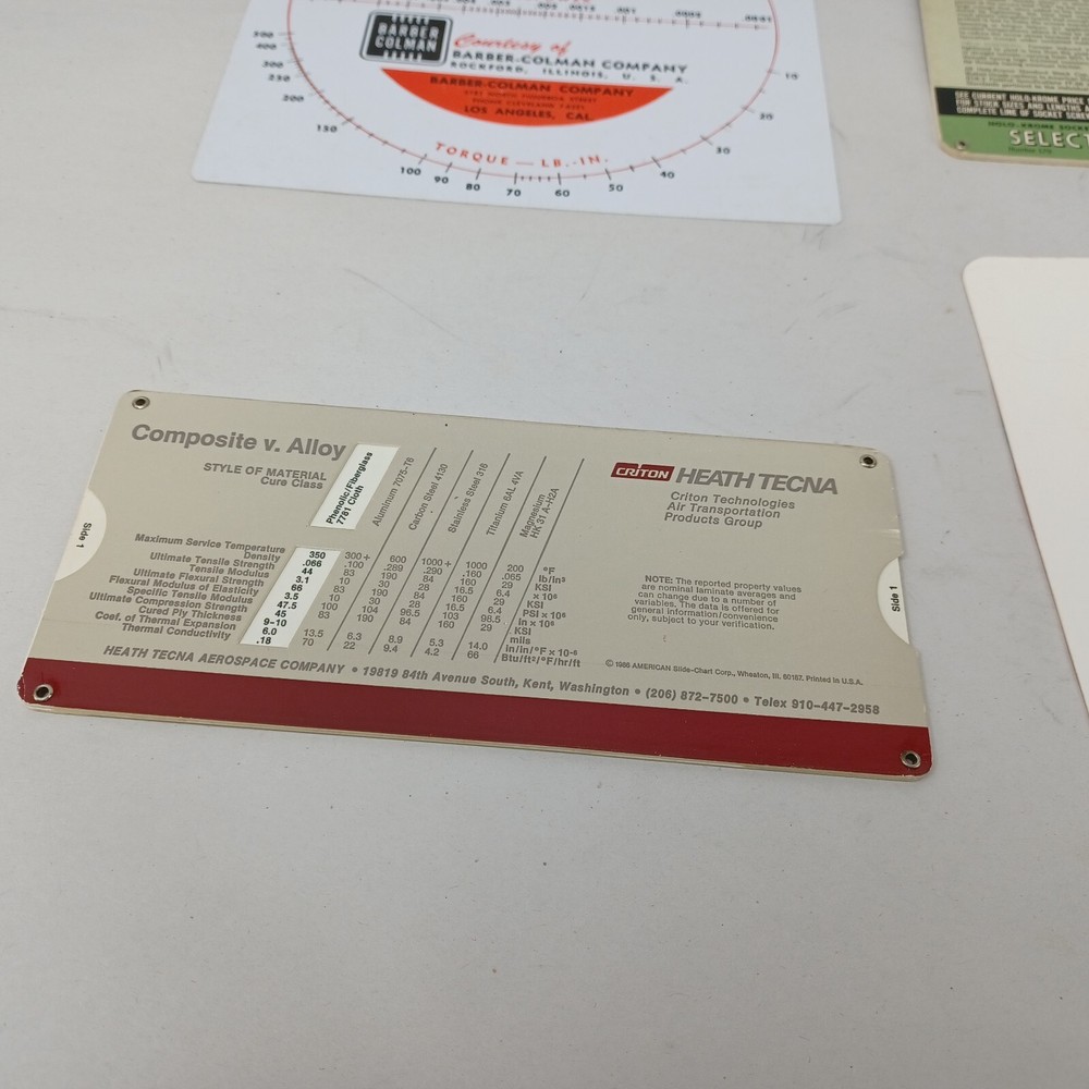 Vintage Engineer Conversion Data Chart Mixed Lot