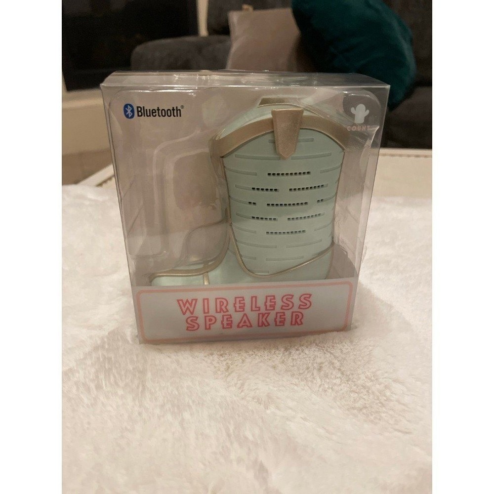Cowboy Boot Wireless Bluetooth Speaker Mint & Gold NEW