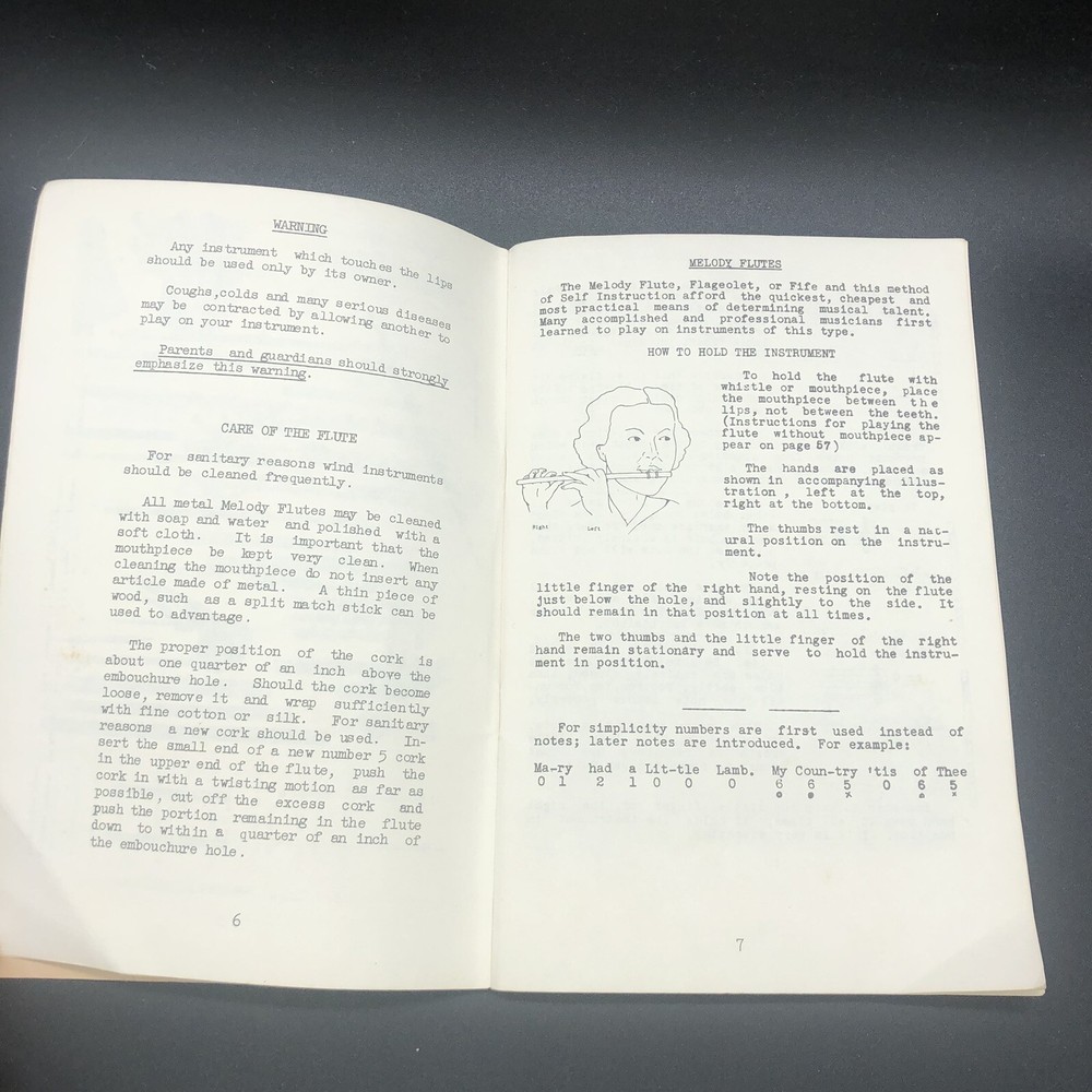 Melody Flutes Self Instructor Book Revised Edition 1969