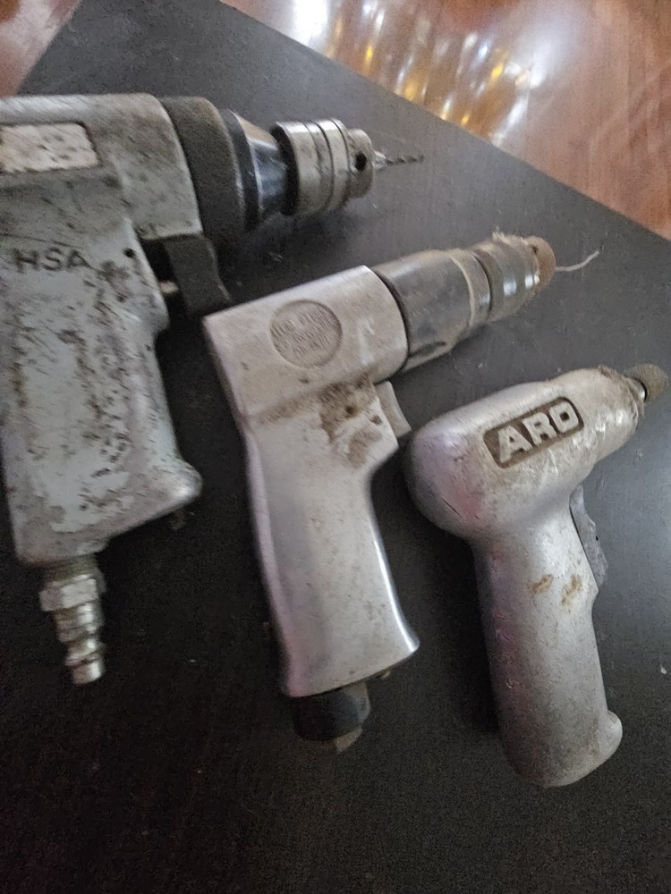 3 Drills Mac Tools, ARO, Central Pneumatic, Reversible Air Drill